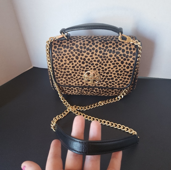 Tory Burch Mini Willa 2Way Top Handle Crossbody, Leopard Print Calf Hair, EUC - Picture 2 of 11